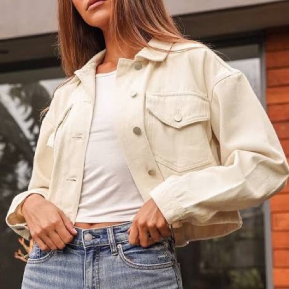 Lulus Cream Jean Jacket